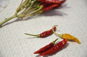 食べまき唐辛子を乾燥